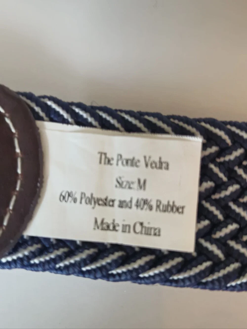 Roostas Ponte Vedra Belt Mens M 33-38 Navy White Woven Stretch Golf Preppy